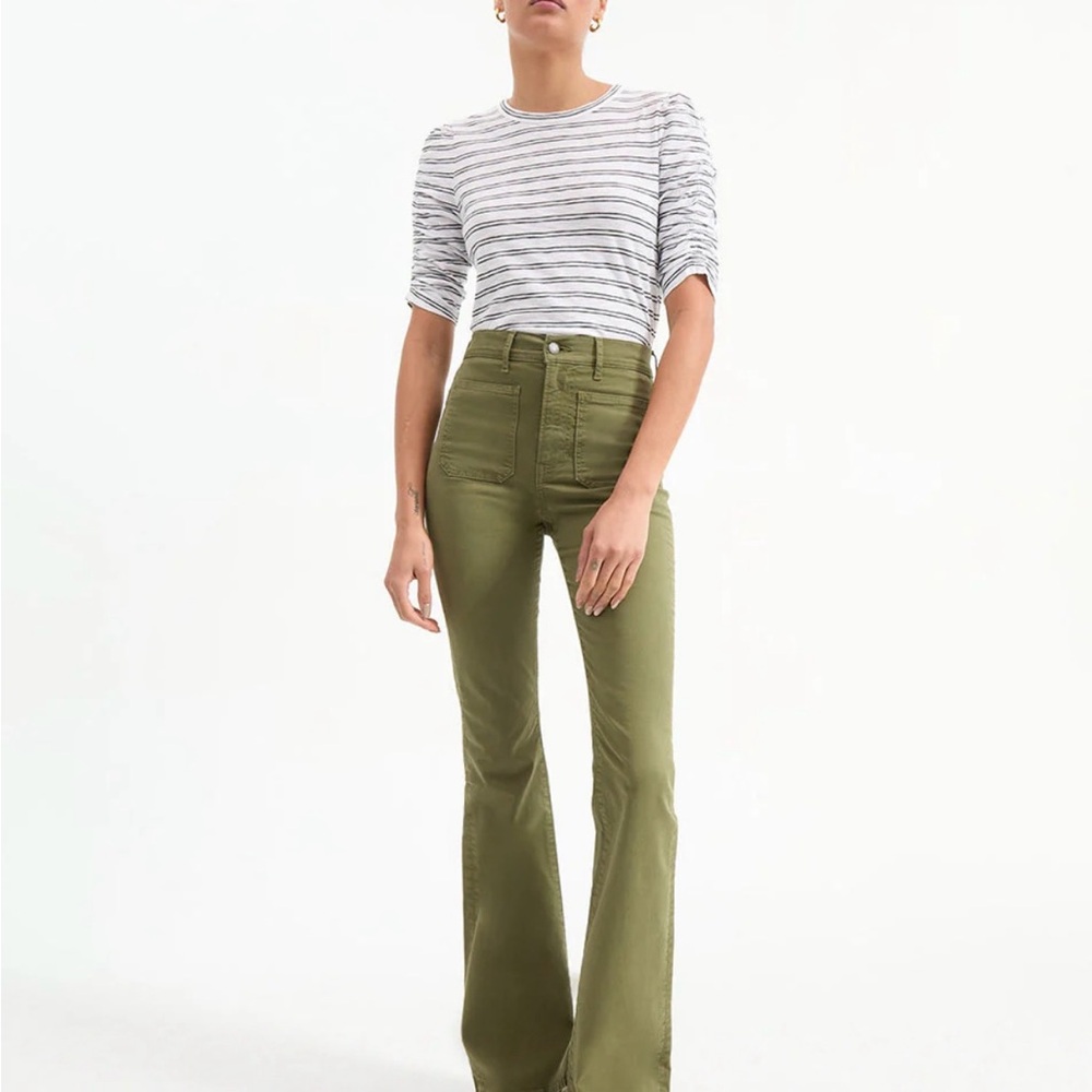 Veronica Beard Olive Flare Jeans